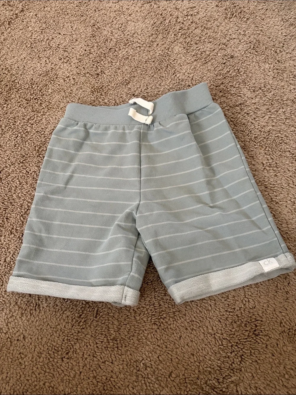 Calvin Klein Boys Sage Green Striped Short Set